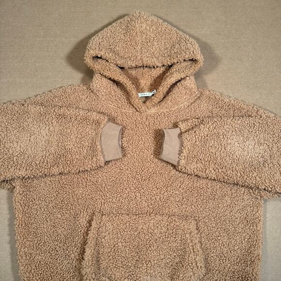 Teddy Bear Fleece Hoodie Lush Women’s Tan Fuzzy Cozy Pullover W/ Pocket Sz M - Picture 2 of 8